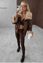 Jacke parka z futerkiem Frozen Kiss Schokoladenbraun
