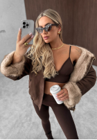 Jacke parka z futerkiem Frozen Kiss Schokoladenbraun