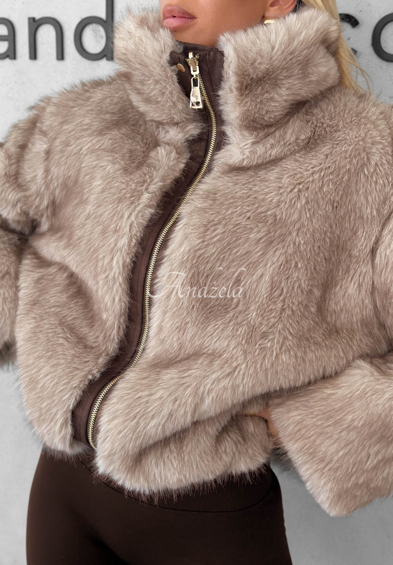 Wendbare Jacke mit Fellimitat Frozen Kiss Schokoladenbraun