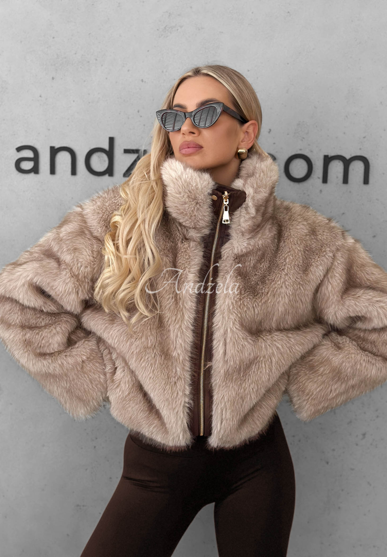 Wendbare Jacke mit Fellimitat Frozen Kiss Schokoladenbraun