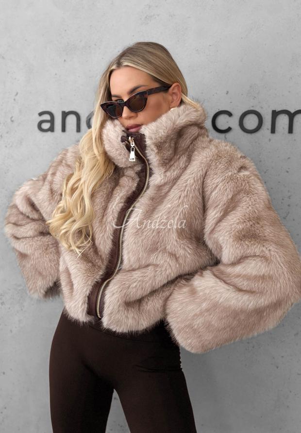 Wendbare Jacke mit Fellimitat Frozen Kiss Schokoladenbraun