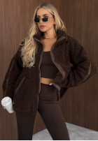 Jacke kożuszek sherpa z kołnierzem Cozy Darling Schokoladenbraun