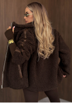 Jacke kożuszek sherpa z kołnierzem Cozy Darling Schokoladenbraun
