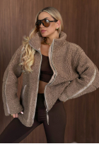 Jacke kożuszek sherpa z kołnierzem Cozy Darling Schokoladenbraun