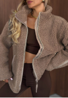 Jacke kożuszek sherpa z kołnierzem Cozy Darling Schokoladenbraun