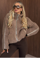 Jacke kożuszek sherpa z kołnierzem Cozy Darling Schokoladenbraun
