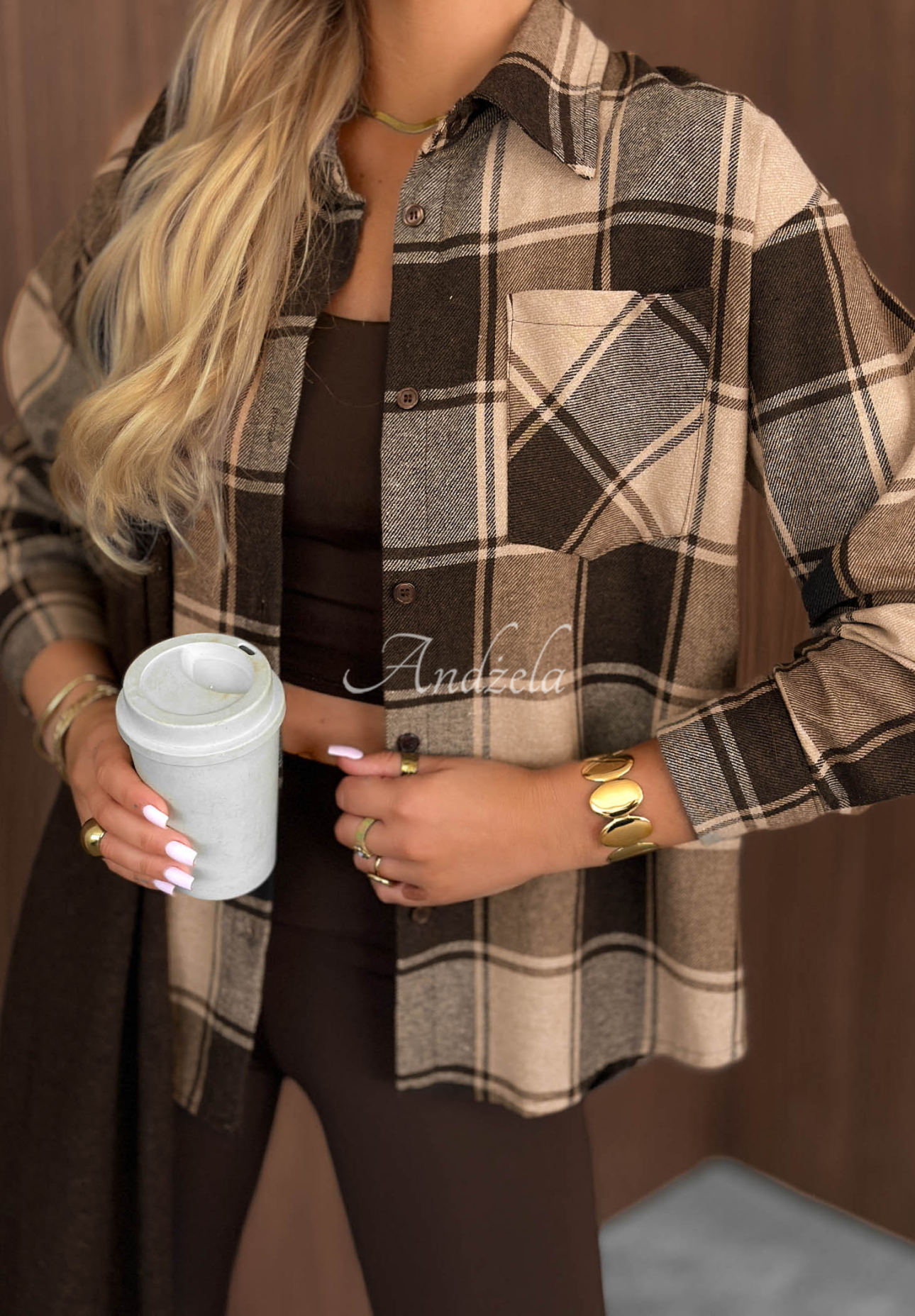 Kariertes Hemd Everyday Crush beige-schokoladenbraun