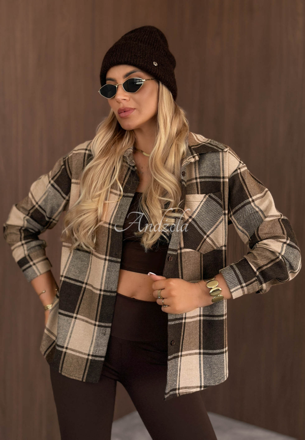 Kariertes Hemd Everyday Crush beige-schokoladenbraun
