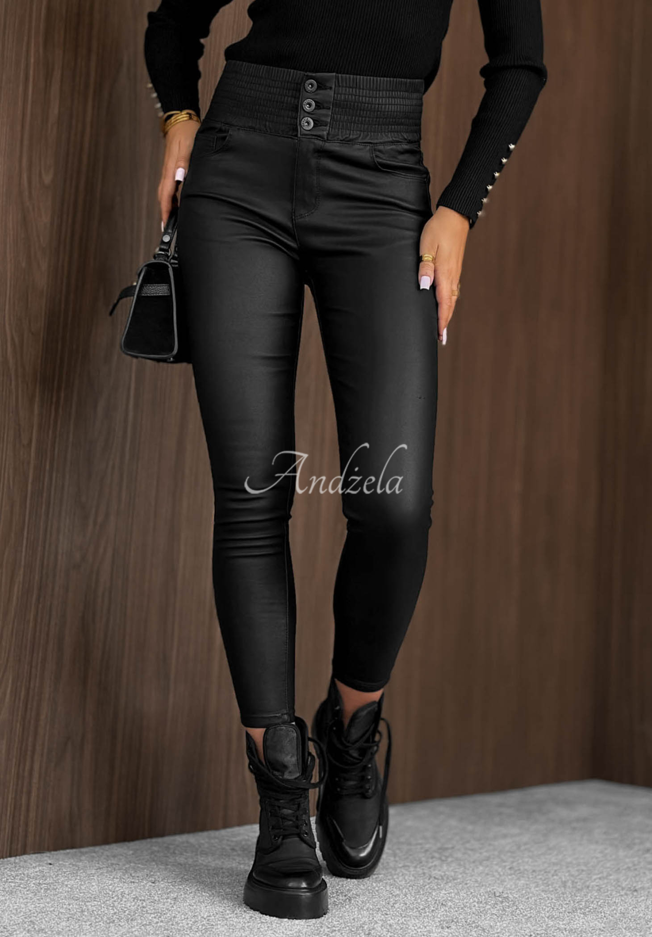 Skinny-Hose aus Kunstleder Same Story Schwarz