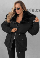 Krótka Jacke parka z futerkiem Last Chapter Schokoladenbraun