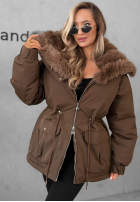 Krótka Jacke parka z futerkiem Last Chapter Schokoladenbraun