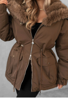 Krótka Jacke parka z futerkiem Last Chapter Schokoladenbraun