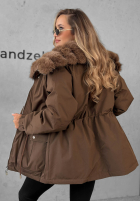 Krótka Jacke parka z futerkiem Last Chapter Schokoladenbraun