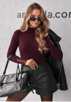 Prążkowana Bluse z wiskozy Essential Fit Burgunderrot