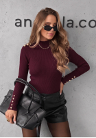 Prążkowana Bluse z wiskozy Essential Fit Burgunderrot