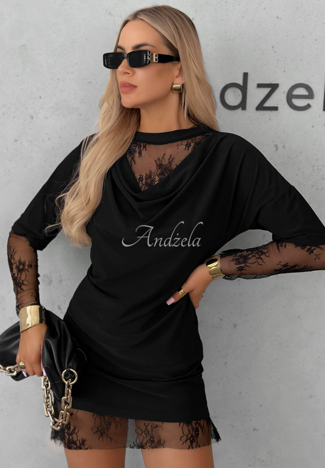 Mini-Kleid mit Spitze Elegant Affair Schwarz