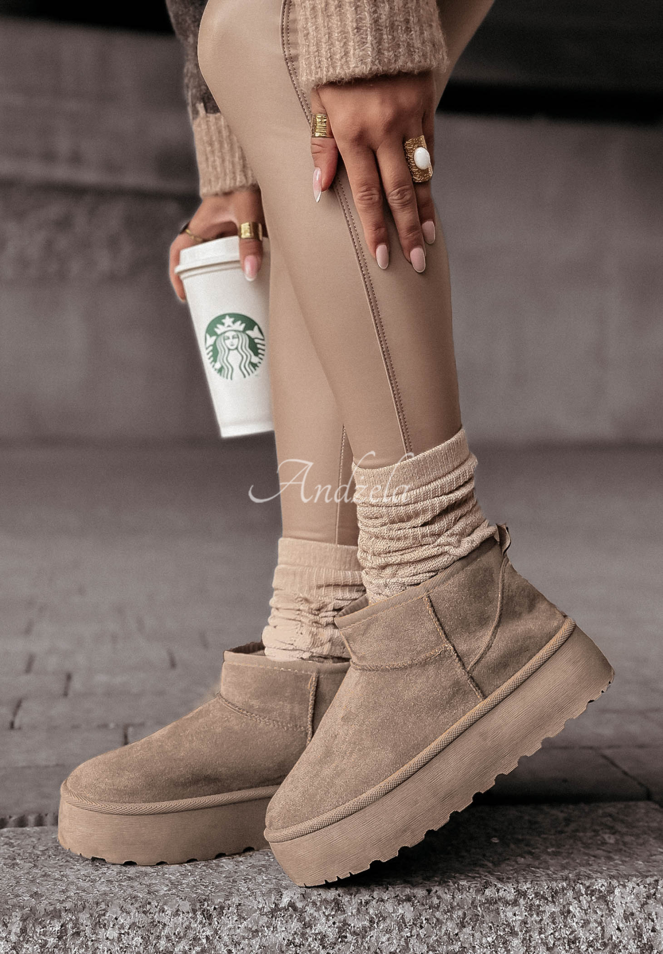 Stiefeletten aus Velourslederimitat Crunchy Snow fango