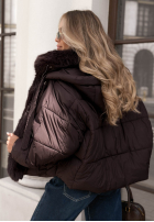 Krótka pikowana Jacke z futerkiem Frosty Darling Schokoladenbraun