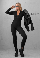 Długi prążkowany Jumpsuit z suwakiem Mood Swing Schwarz