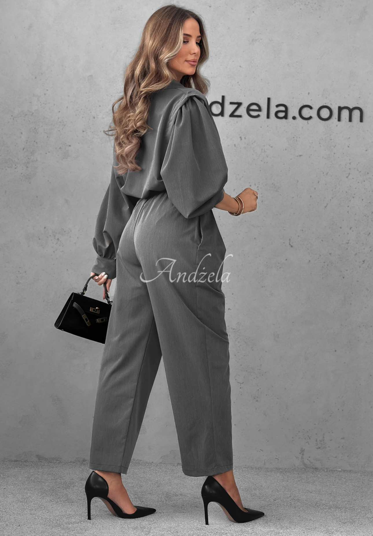 Elegantes Set Hemd und Hose mit Bundfalten Modern Femme Grau