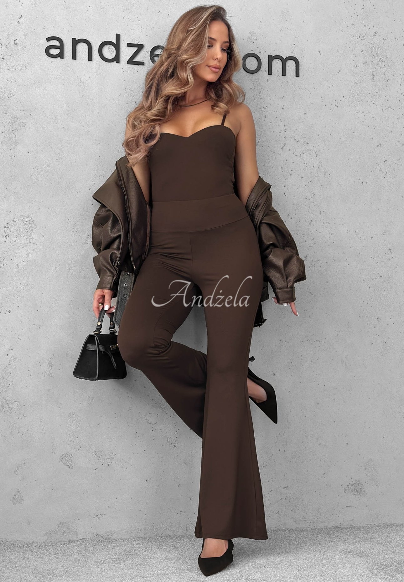 Schlag-Leggings aus Viskose mit Push-up-Effekt Tease Me Schokoladenbraun