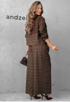 Zamszowa Jacke w kratę Second Coffee Schokoladenbraun