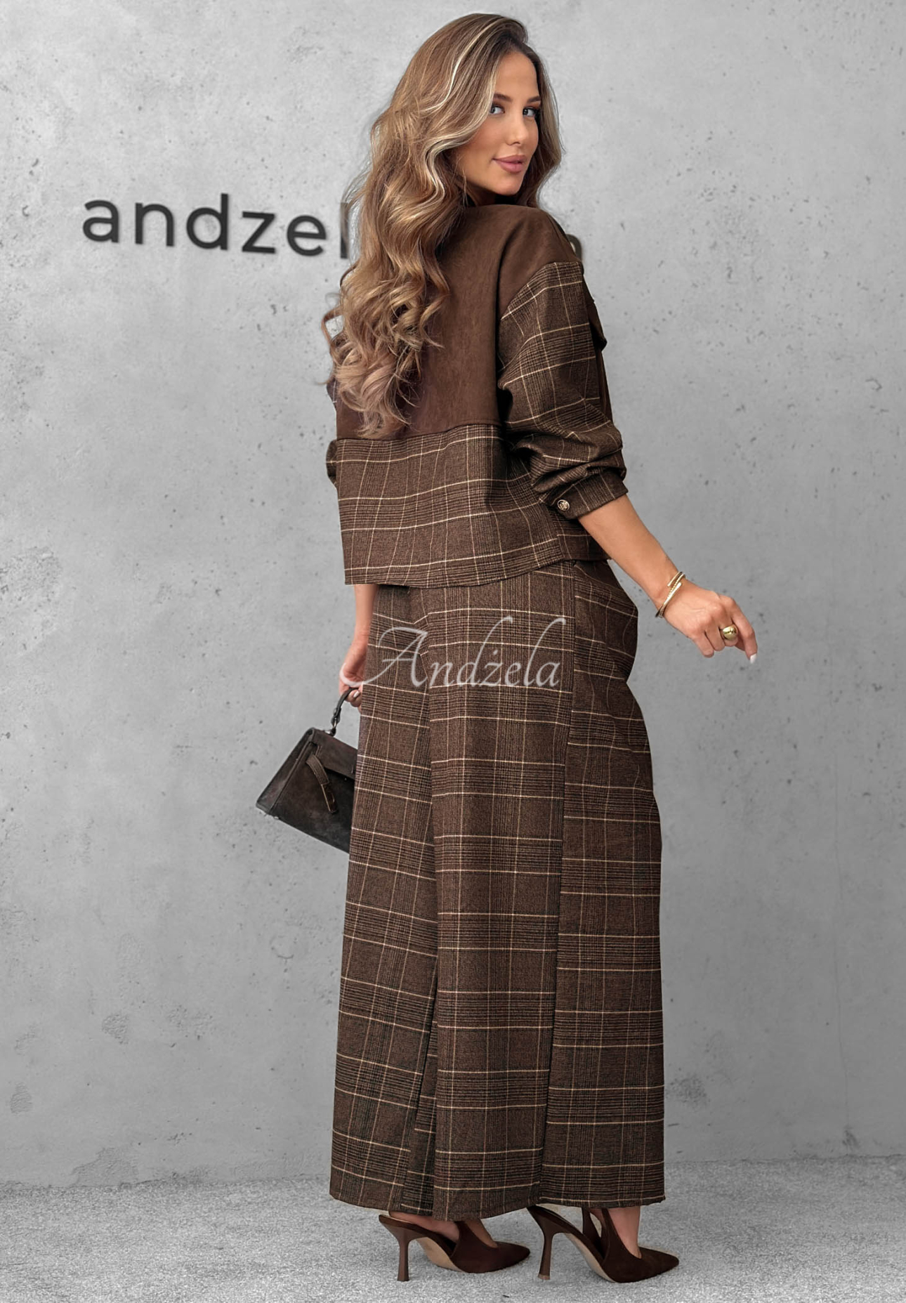 Stoffhose mit Bundfalten und kariertem Muster Second Coffee Schokoladenbraun