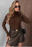 Prążkowana Bluse z golfem Seasonal Basic Rot