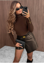 Prążkowana Bluse z golfem Seasonal Basic Rot