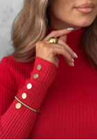 Prążkowana Bluse z golfem Seasonal Basic Rot