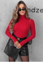 Prążkowana Bluse z golfem Seasonal Basic Rot