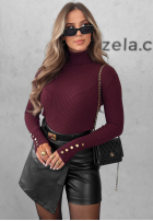 Prążkowana Bluse z golfem Seasonal Basic Rot