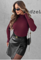 Prążkowana Bluse z golfem Seasonal Basic Rot