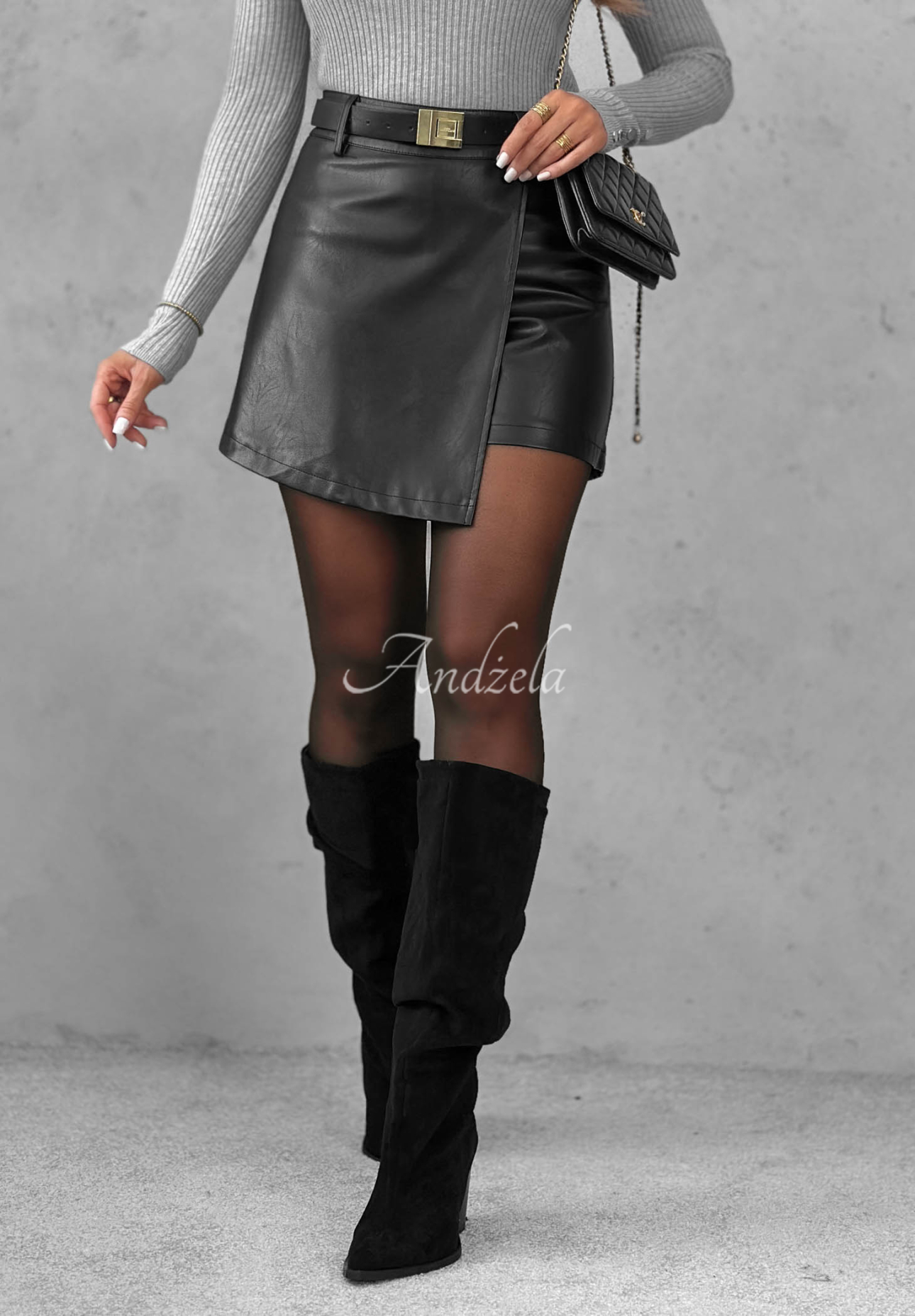 Mini-Rockhose aus Lederimitat Please Repeat Schwarz