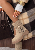 zamszowe Stiefeletten z paskami Rainy Steps Schwarz