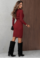 Prążkowana Kleid midi longsleeve z dekoltem Lost Romance Beige