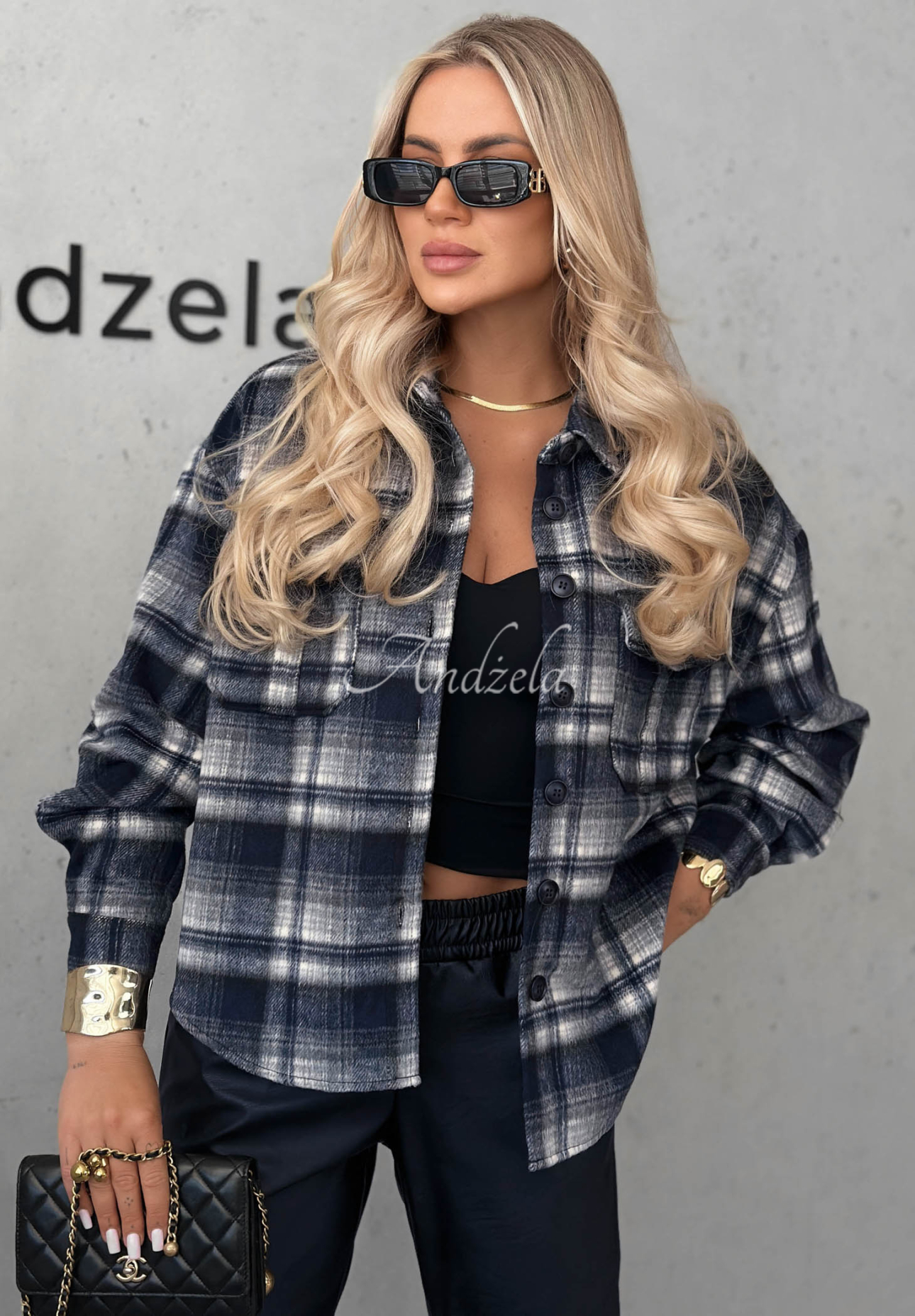 Kariertes Hemd mit Wollanteil Maple Plaid Dunkelblau