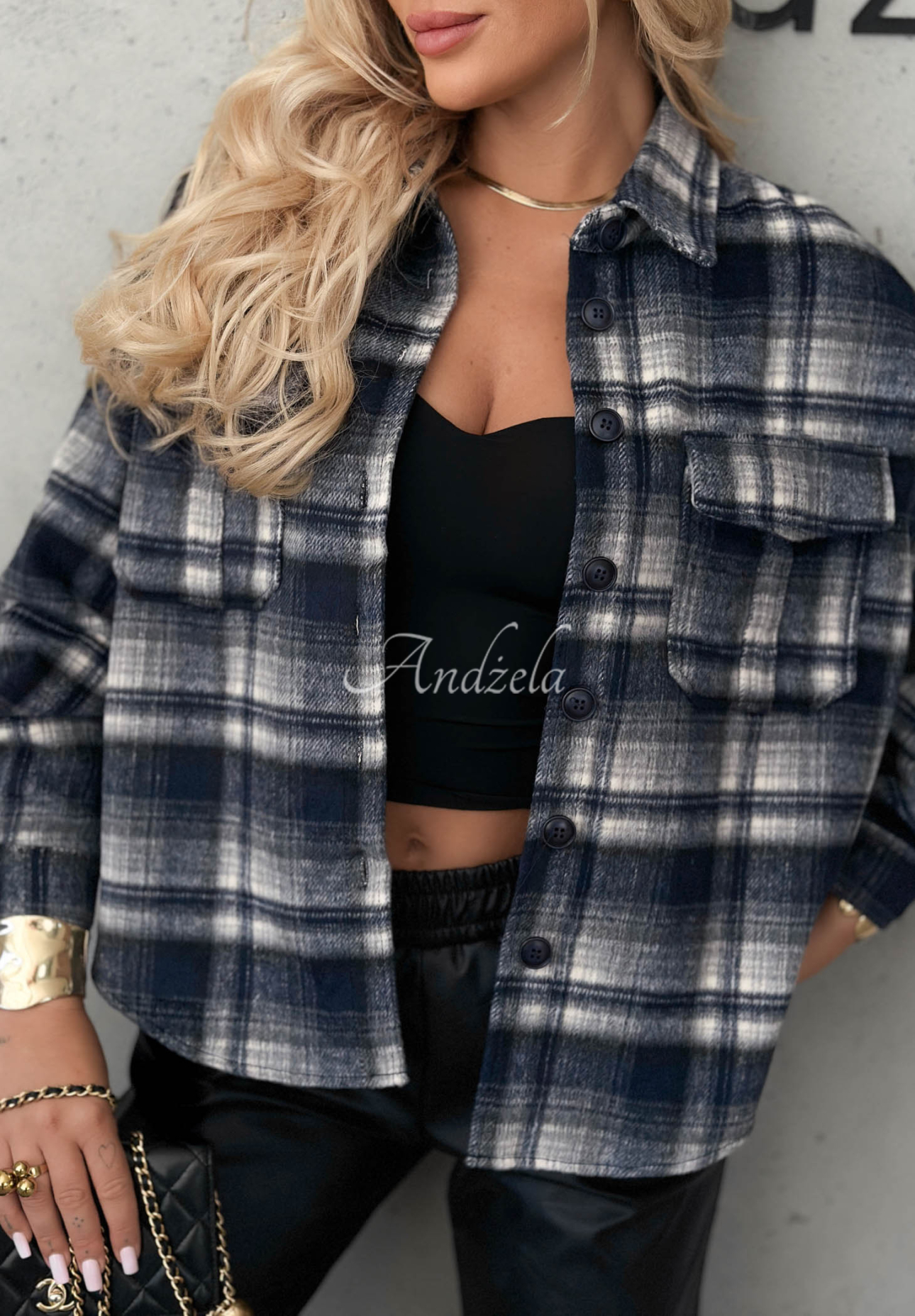 Kariertes Hemd mit Wollanteil Maple Plaid Dunkelblau