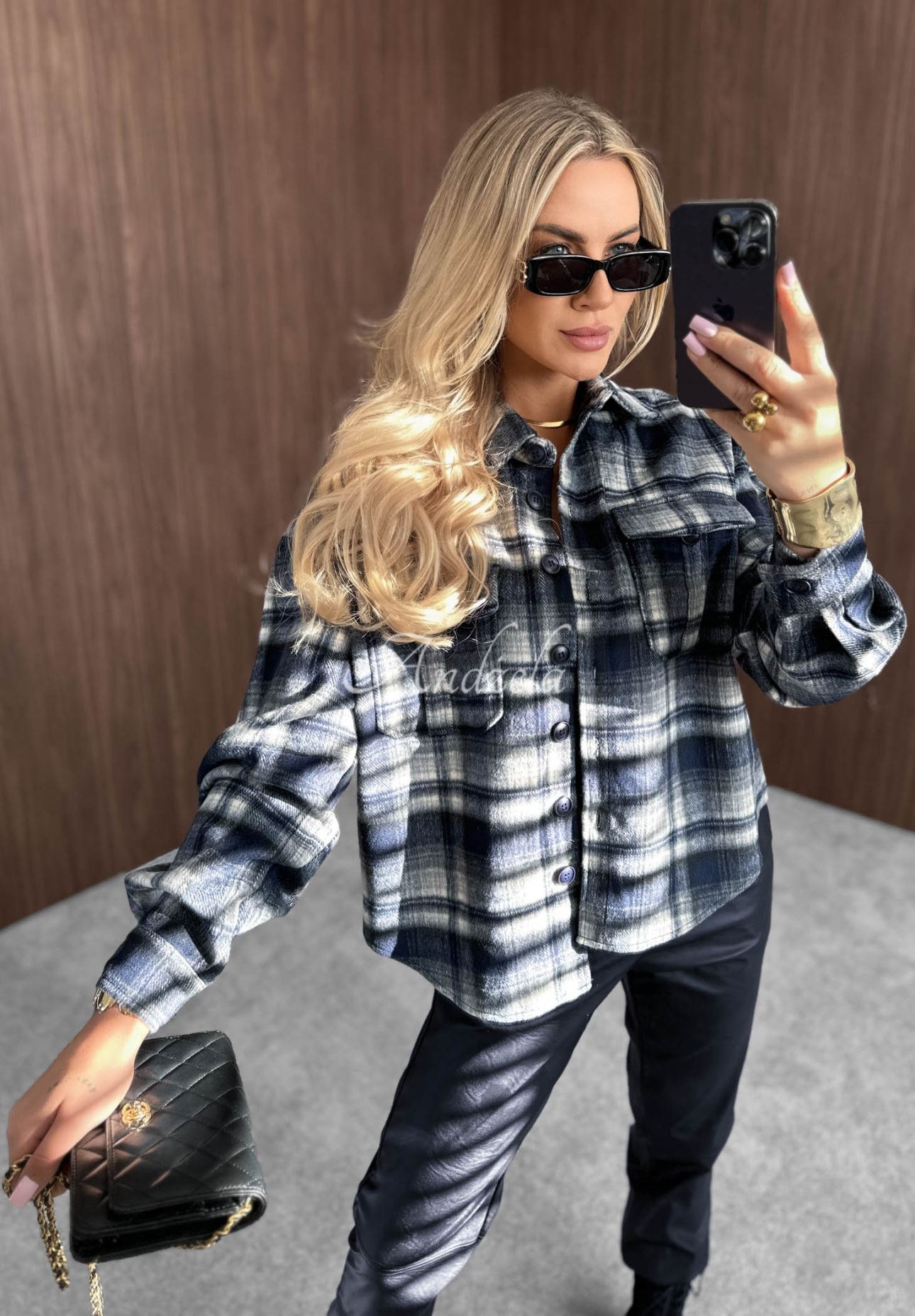 Kariertes Hemd mit Wollanteil Maple Plaid Dunkelblau