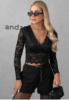 Krótka koronkowa Bluse longsleeve Sweet Sin Schwarz