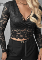 Krótka koronkowa Bluse longsleeve Sweet Sin Schwarz