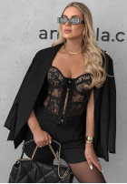 Koronkowy gorset na ramiączkach Lace Doll Schwarz