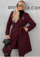Długi Mantel z kołnierzem i paskiem Maple Street Camel