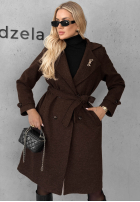 Długi Mantel z kołnierzem i paskiem Maple Street Camel