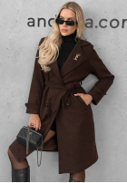 Długi Mantel z kołnierzem i paskiem Maple Street Camel
