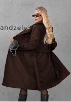 Długi Mantel z kołnierzem i paskiem Maple Street Camel