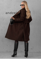 Długi Mantel z kołnierzem i paskiem Maple Street Camel