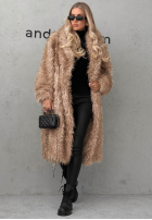 Długi Mantel kożuszek z kołnierzem November Fog Beige
