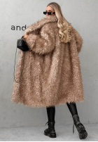 Długi Mantel kożuszek z kołnierzem November Fog Beige
