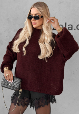 Weicher Oversize-Pullover November Mist Burgunderrot